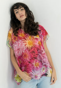 Harriet Jane Linen Top- Dahlia (One Size)