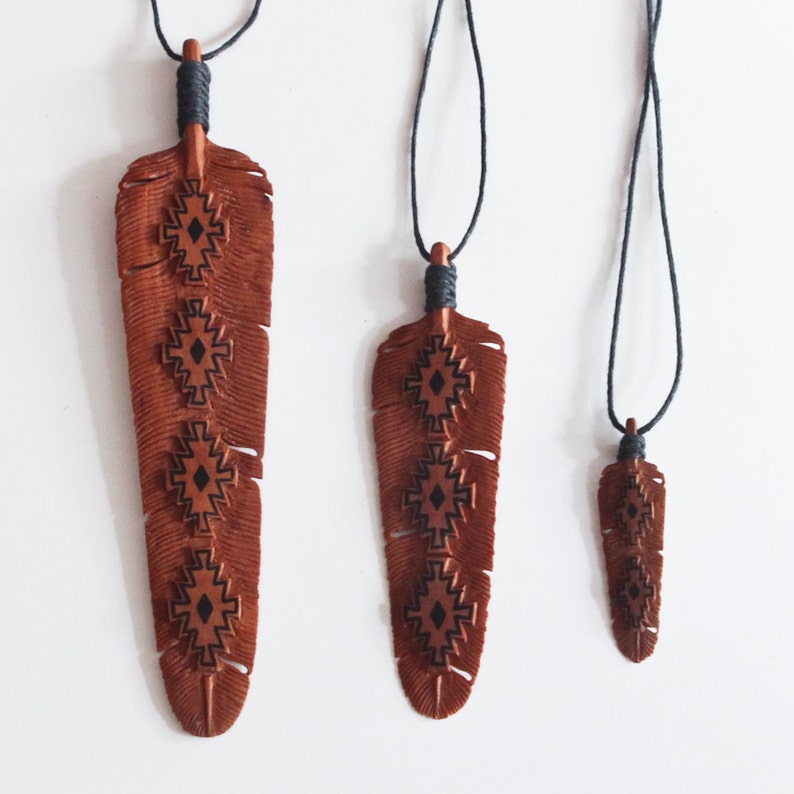 Rosewood Chakana Sizes Feather Necklace Tantrika Australia