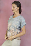 Harriet Jane Crimped Linen Tee Shirt Blouse Top Luxury Australian Made Ocean Grass Tantrika