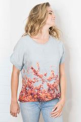 Harriet Jane Crimped Linen Tee Shirt Blouse Top Luxury Australian Made Blossom Love Tantrika