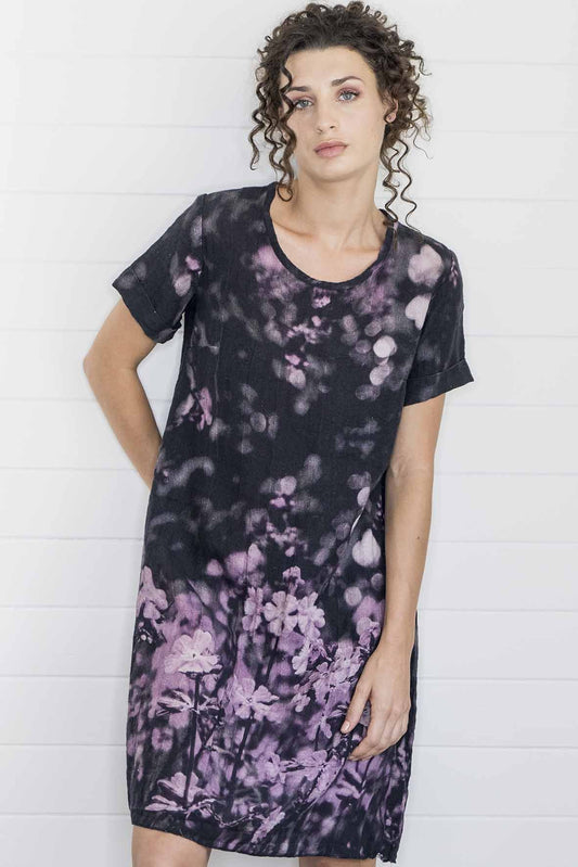 Harriet Jane Flower Fields Tasmania Crimped Linen Luxury Dress Australian Made Byron Bay Tantrika Kuranda