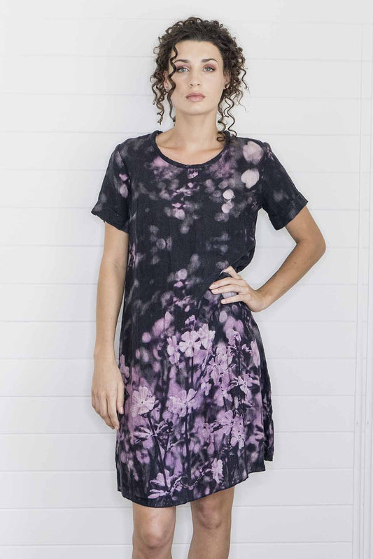 Harriet Jane Flower Fields Tasmania Crimped Linen Luxury Dress Australian Made Byron Bay Tantrika Kuranda