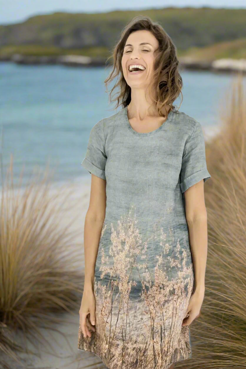 harriet jane linen shift dress ocean grass