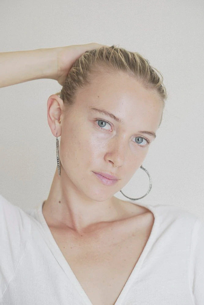 Nakila Collective Earrings Raja bangle hoops in white brass, tantrika australia