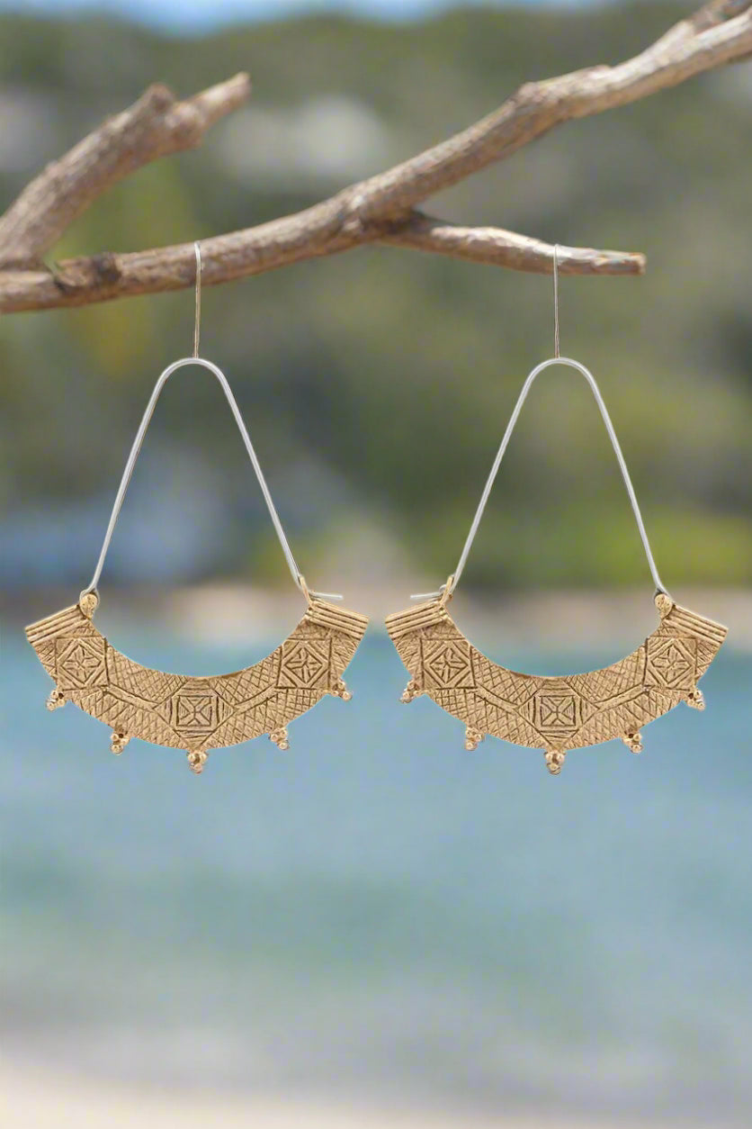 Nakila Collective Earrings Uma Hoops in Brass found at Tantrika Australia