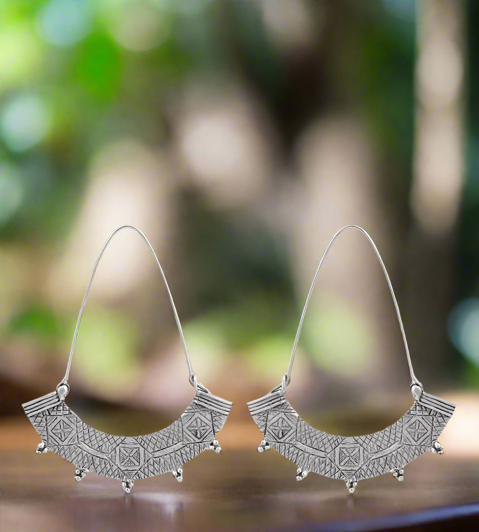 Nakila Collective Earrings Uma Hoops in White Brass found at Tantrika Australia