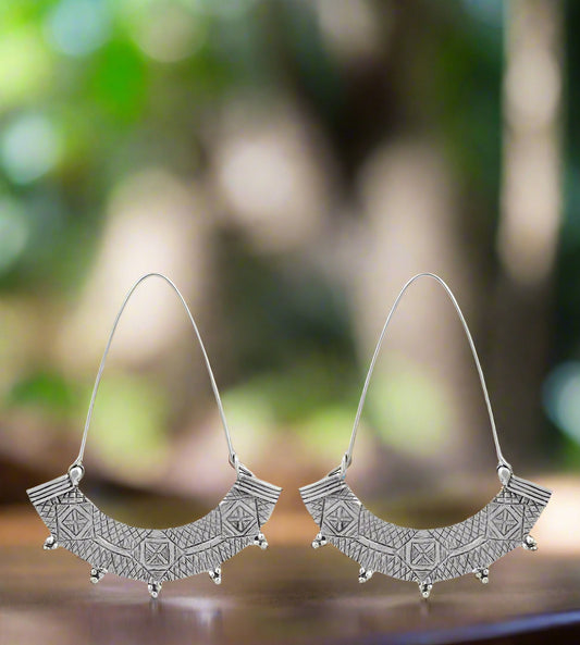 Nakila Collective Earrings Uma Hoops in White Brass found at Tantrika Australia