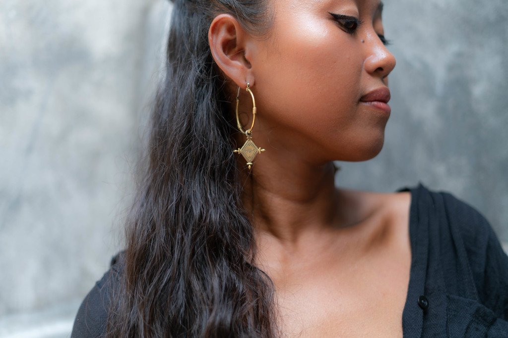 Nakila Collective Earrings Imani Hoop in Brass found at Tantrika Australia