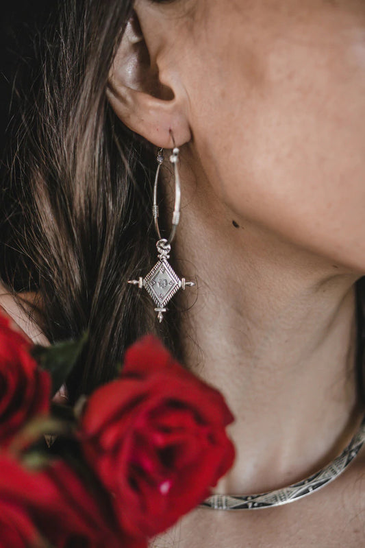 Nakila Collective Earrings Imani Hoop in White Brass found at Tantrika Australia