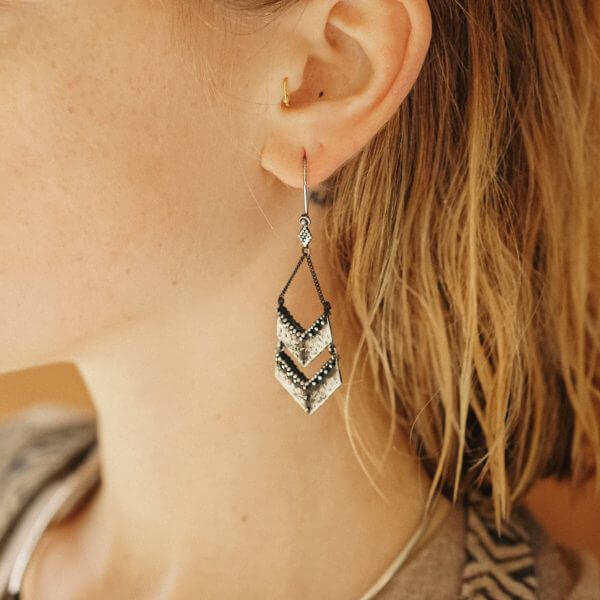 Nakila Collective Taisa Earrings in White Brass, Found at Tantrika Australia