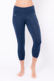 Nomads Hemp Wear Womens Blue Melange Bamboo Leggings Yosemite Capri High Waisted activewear sustainable organic fashion Tantrika Australia