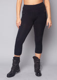 Nomads Hemp Wear Womens Black Bamboo Leggings on Plus Size Model Yosemite Capri High Waisted activewear sustainable organic fashion Tantrika Australia