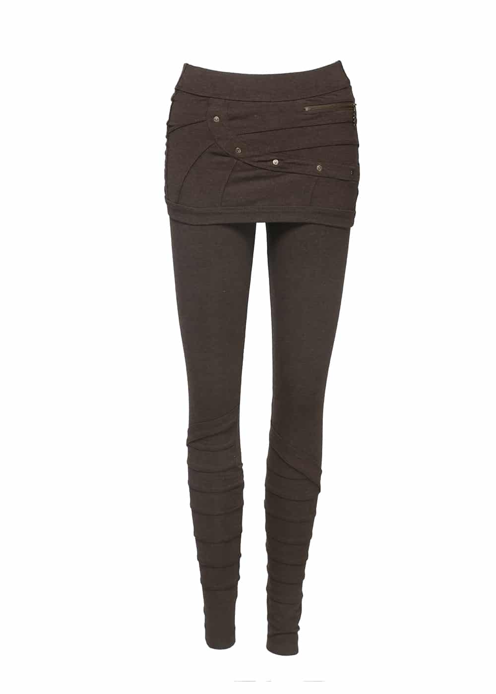 Nomads Hemp Wear Bamboo and Organic Cotton Starburst Skirted Leggings Combo in brown