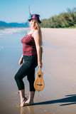 Nomads Hemp Wear Sativa Capri Skirted Leggings in Black with Pure Tank on Model