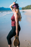 Nomads Hemp Wear Sativa Capri Skirted Leggings in Black with Pure Tank on Model