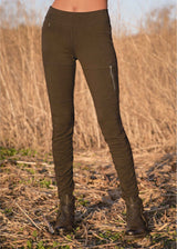 Nomads Hemp Wear Drifter Pants in olive on model, ethical sustainable clothing brand made from bamboo and organic cotton, found at Tantrika Australia