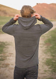 Nomads Hemp Wear mens horizon hoodie jumper made from ethical and sustainable bamboo and organic cotton fabric. Found at Tantrika Australia