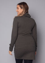 Nomads Hemp Wear, Back of organic cotton and hemp shrine tunic shown on plus size model, jumper dress, womens sustainable ethical fashion brand australia