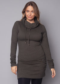 Nomads Hemp Wear, Organic cotton and hemp shrine tunic shown on plus size model, jumper dress, womens sustainable ethical fashion brand australia