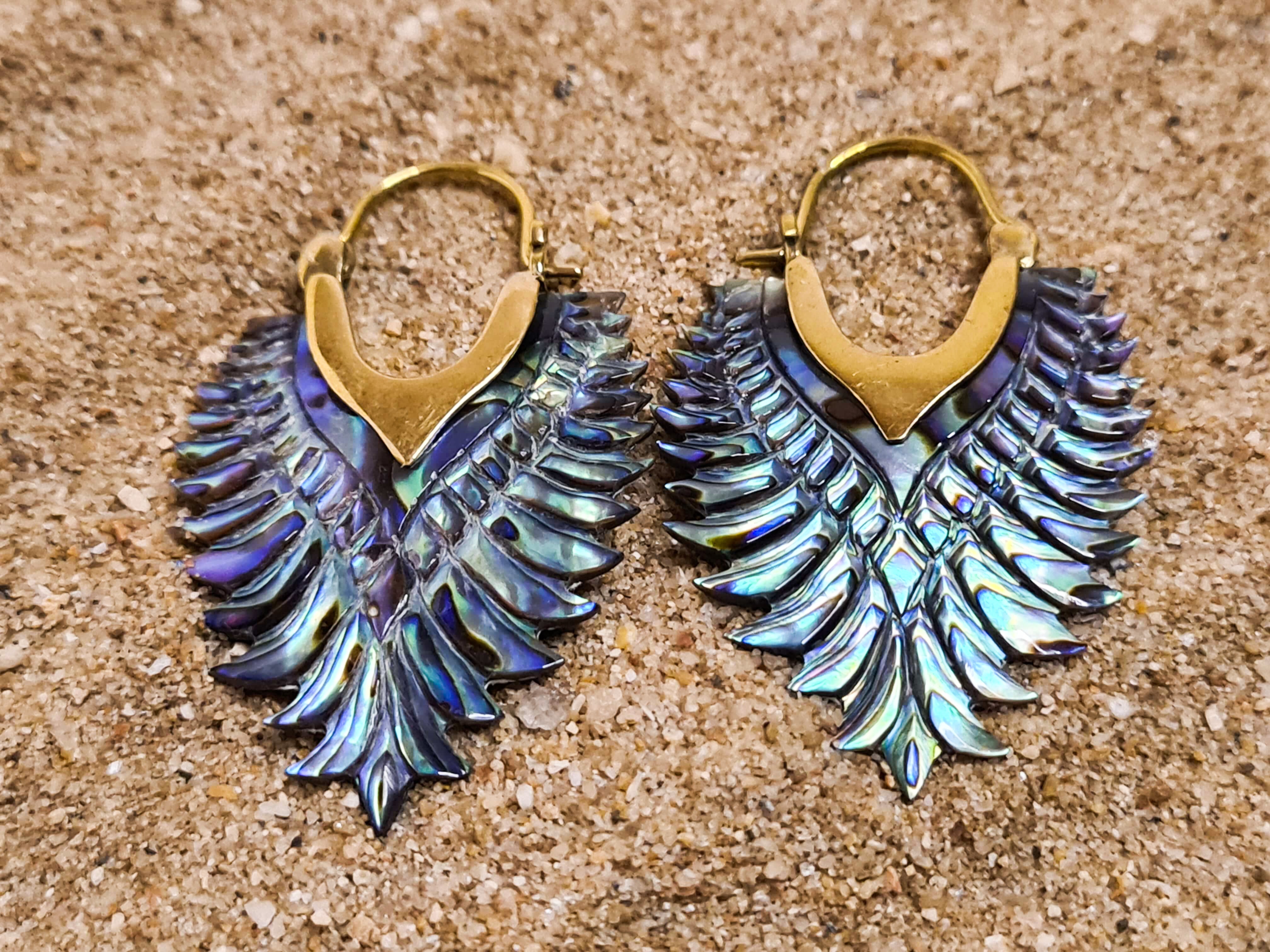 paua shell shield earrings 