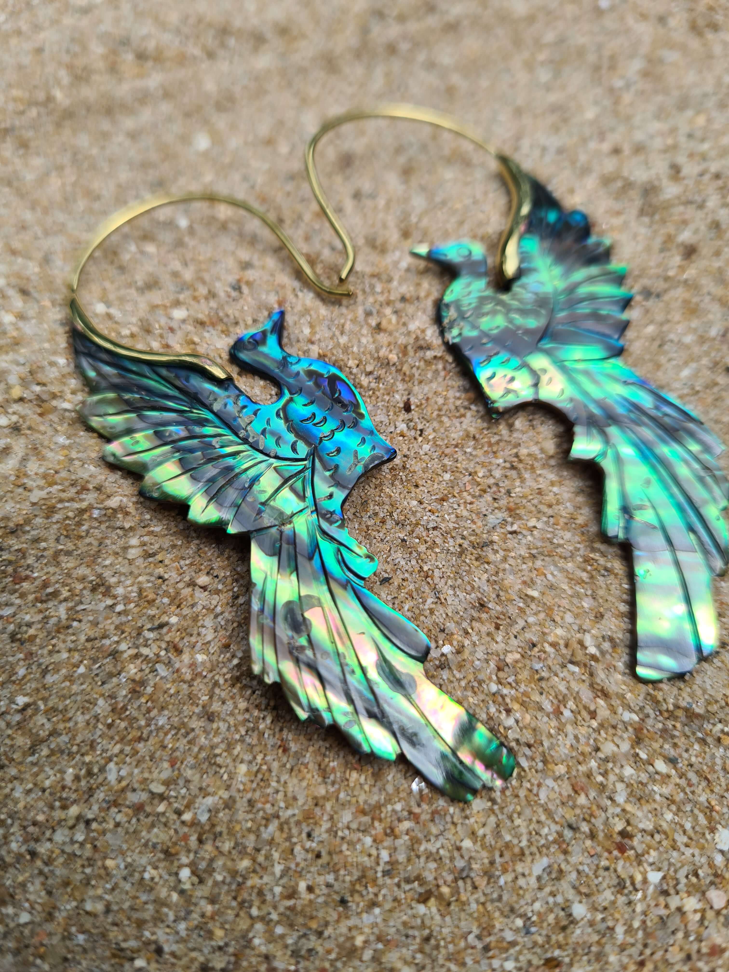 phoenix rising paua shell earrings 