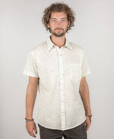 Beez Print White Mens Button-up Shirt
